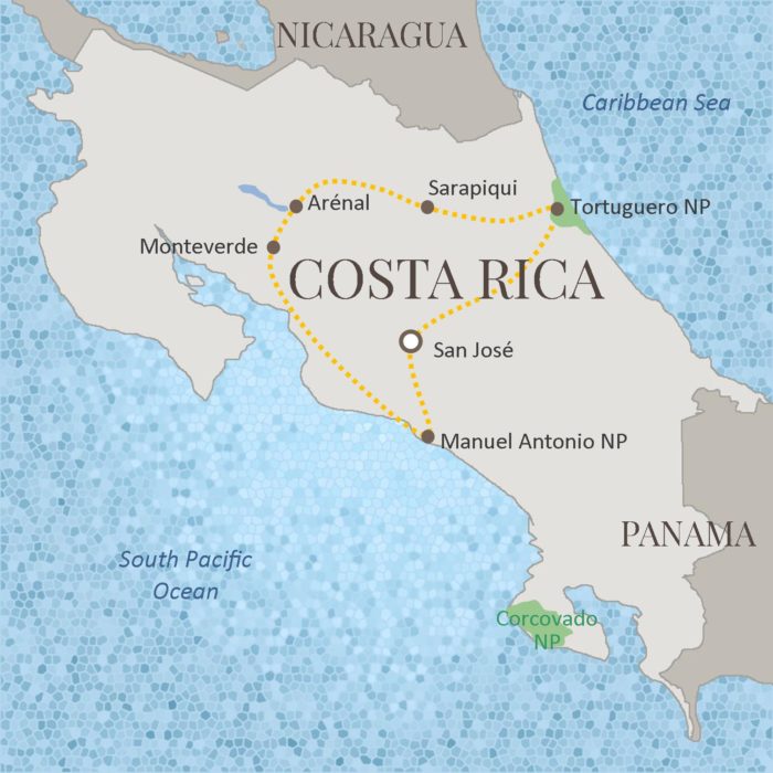 Costa Rica Alumni Tour Map Costa Rica Alumni Tour Map